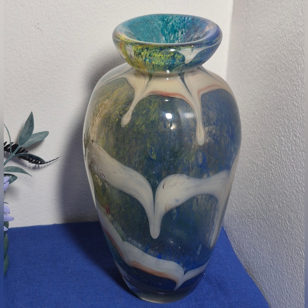 Vintage 9.25" Heavy Art Glass Vase from Gorgeous Designs China